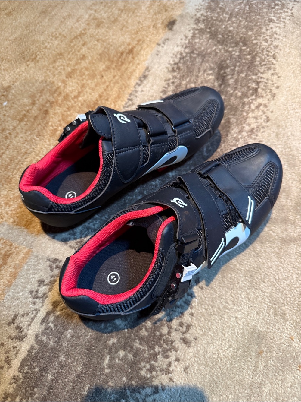 Peloton Black Cycling Shoes with Red Lining